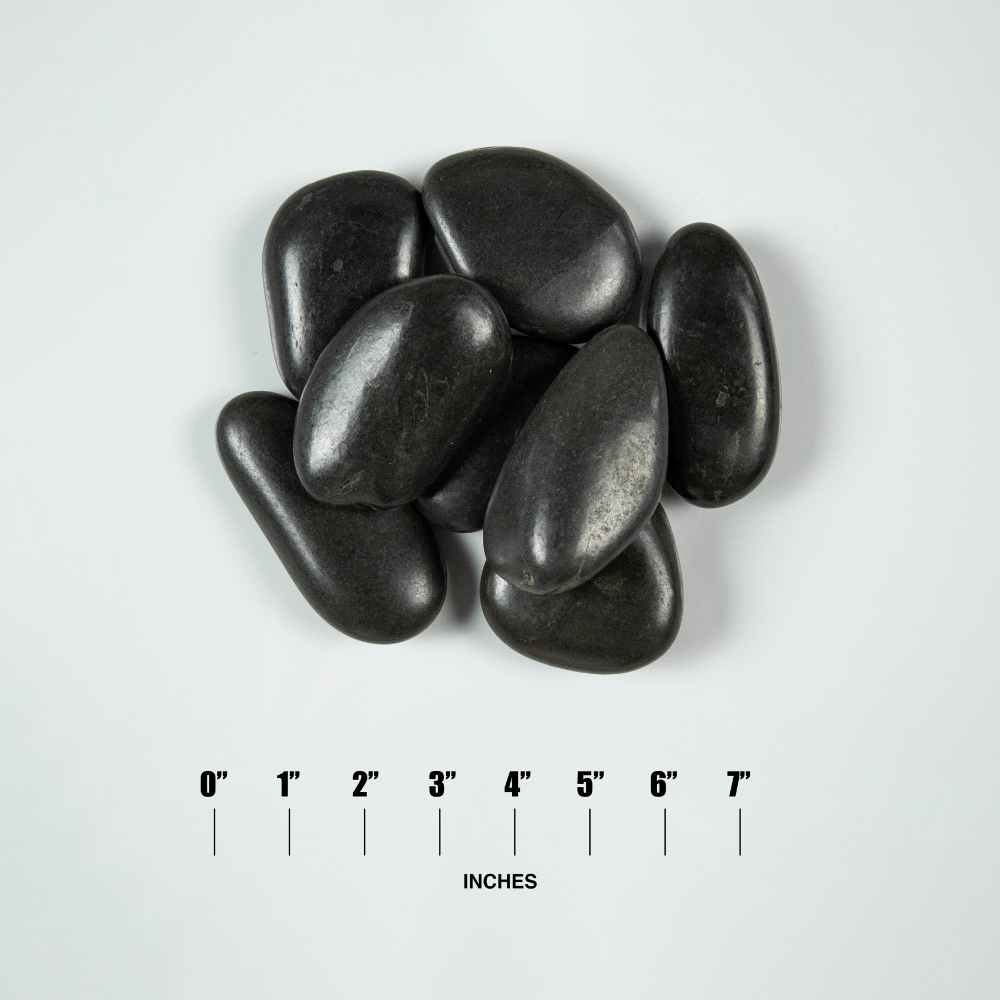 Black Polished 5-9 CM Beach Pebbles