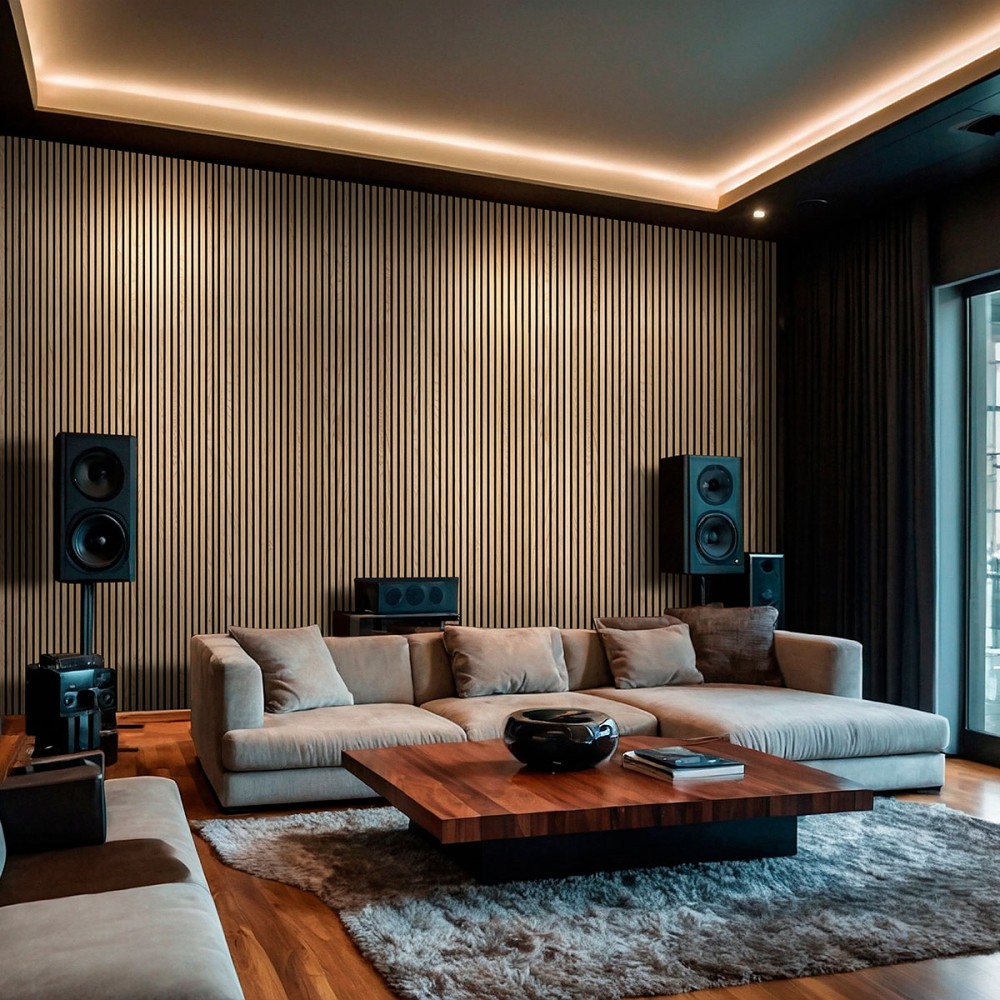 Natural 9.5 x 94.5 3D Prefinished Wood Fluted Sound Absorbing Wall Panel