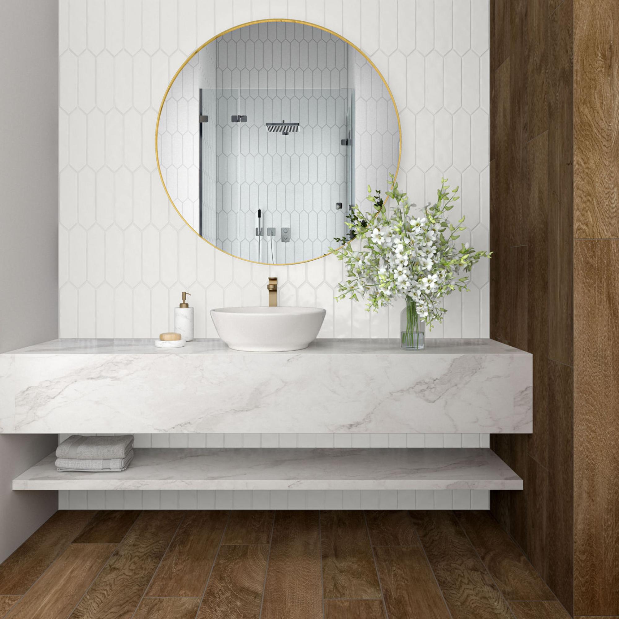 Arctic White Picket 3X12 Undulated Glossy