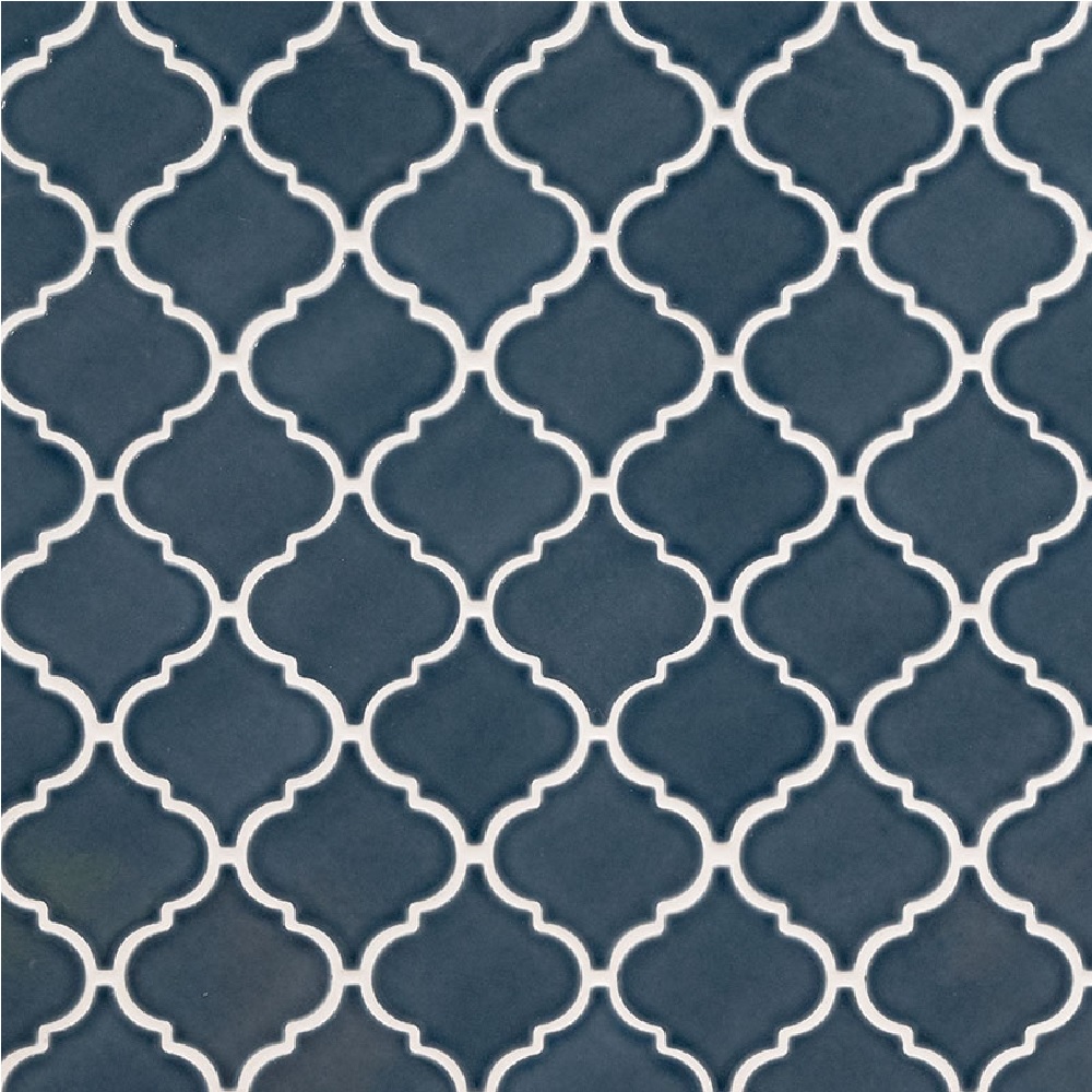 Bay Blue Arabesque 10.83X15.50 Glossy Ceramic Mosaic Tile