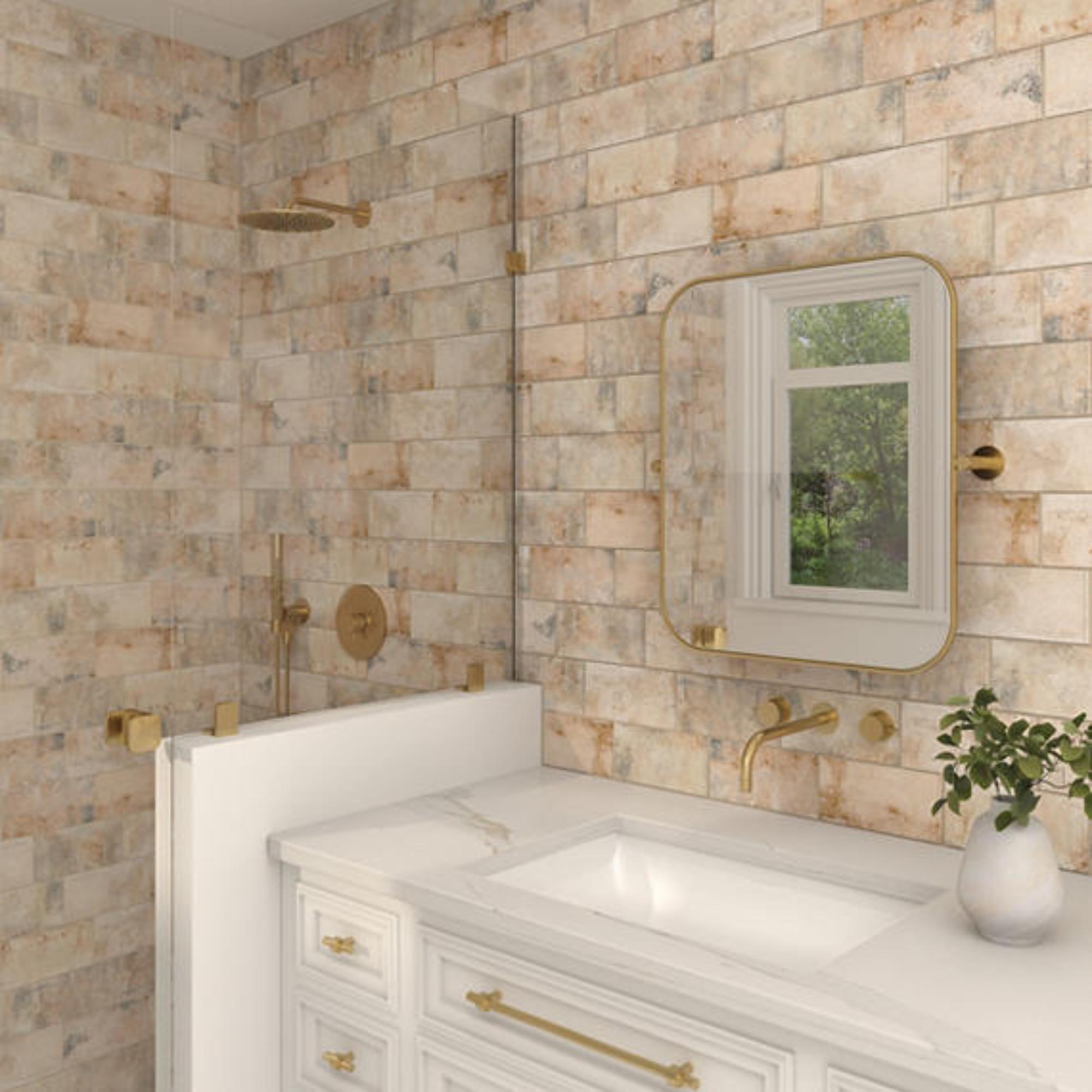 Brickwork Atrium 4x8 Distressed Matte Porcelain Tile