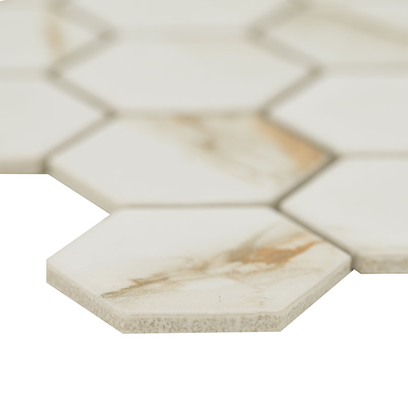 Calacatta Gold 11x12 Hexagon Matte Porcelain Mosaic