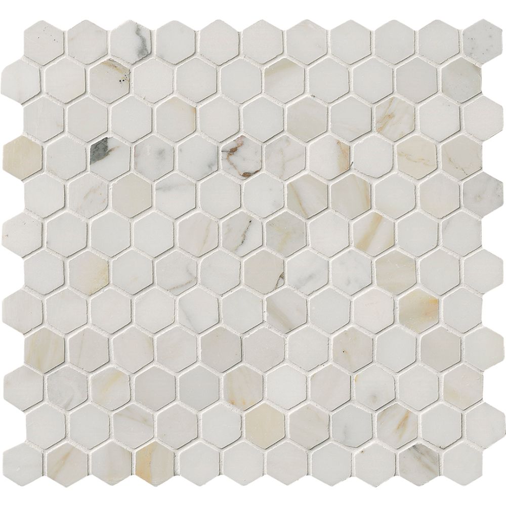 Calacatta Gold Hexagon 1x1 Polished Marble Mosaic