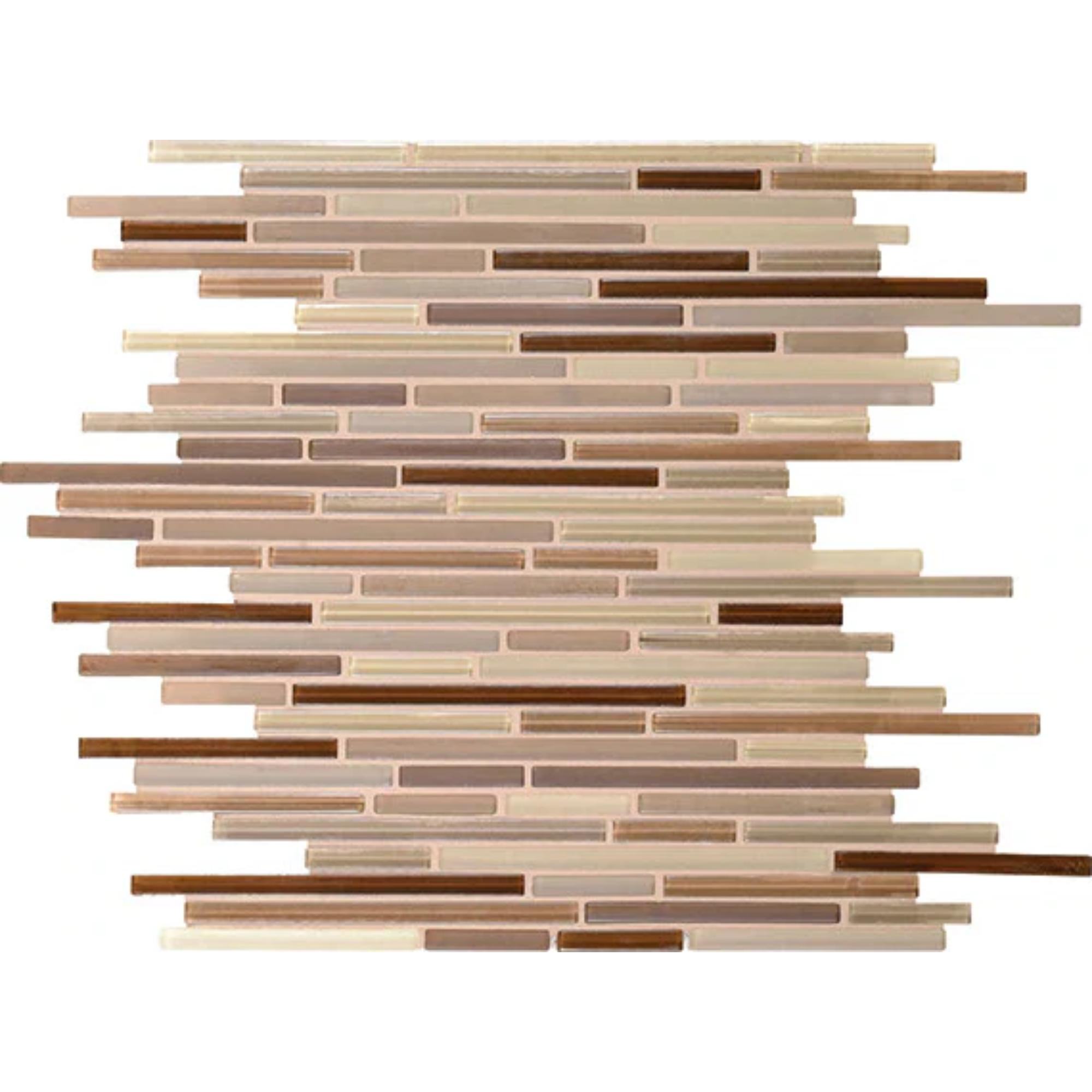 Caprice Mink Random Interlocking 12X12 Glass Mosaic Tile 