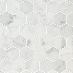 Carrara White 2X2 Hexagon Honed Mosaic