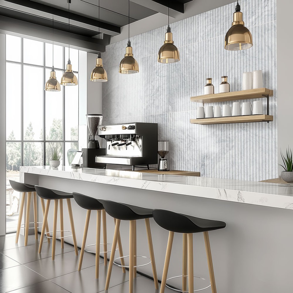 Carrara White Milano Ribbo 12x24 Honed Fluted Marble Wall Tile