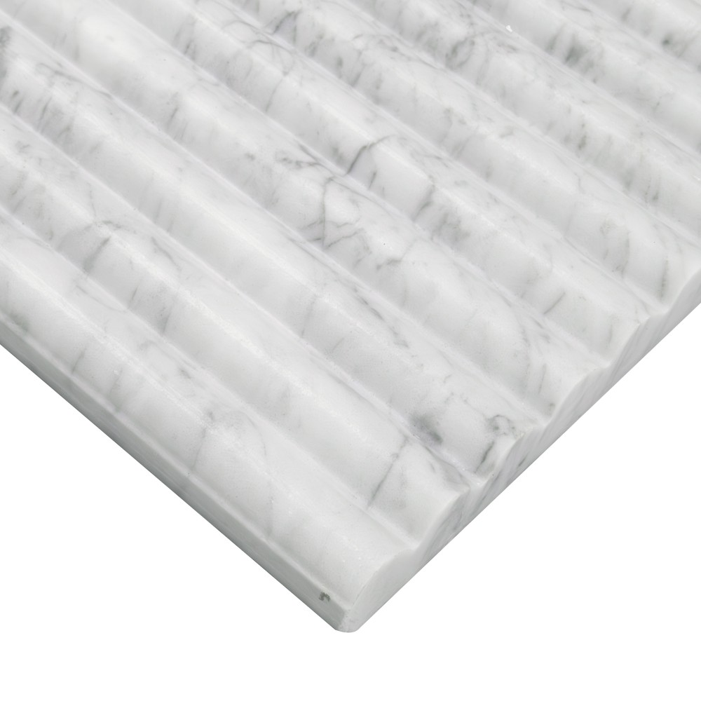Carrara White Milano Ribbo 12x24 Honed Fluted Marble Wall Tile