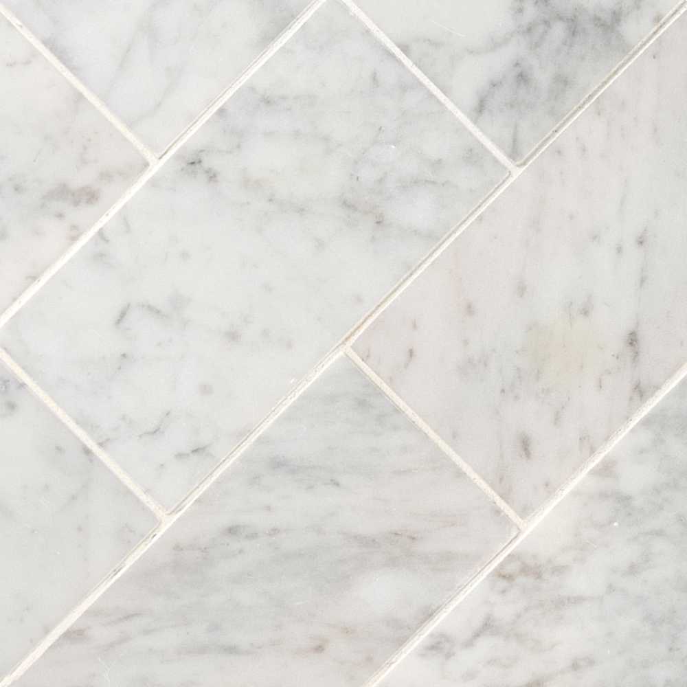Carrara White 3x6 Honed Subway Marble Tile