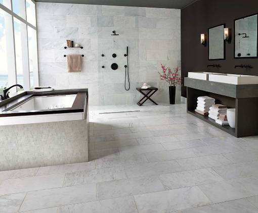 Carrara White Trapezoid Pattern Polished Mosaic