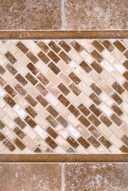 Chiaro Brick 12X12 Tumbled Travertine Mesh-Mounted Mosaic Tile