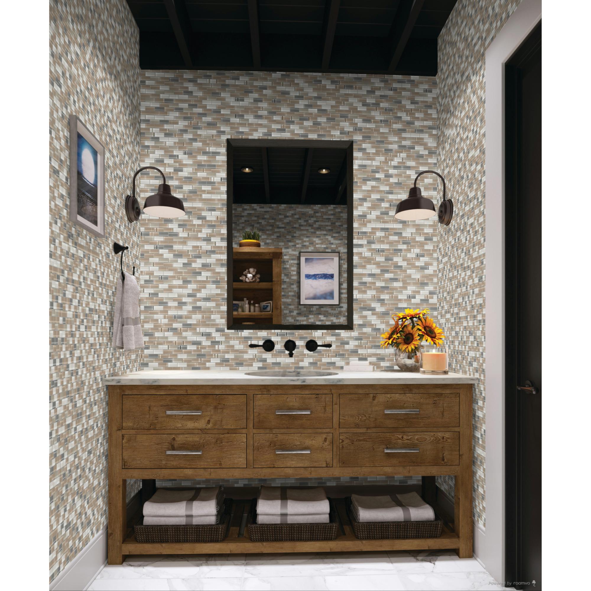 Color Wave Willow Water BL 2X1 Brick Joint Mosaic Tile
