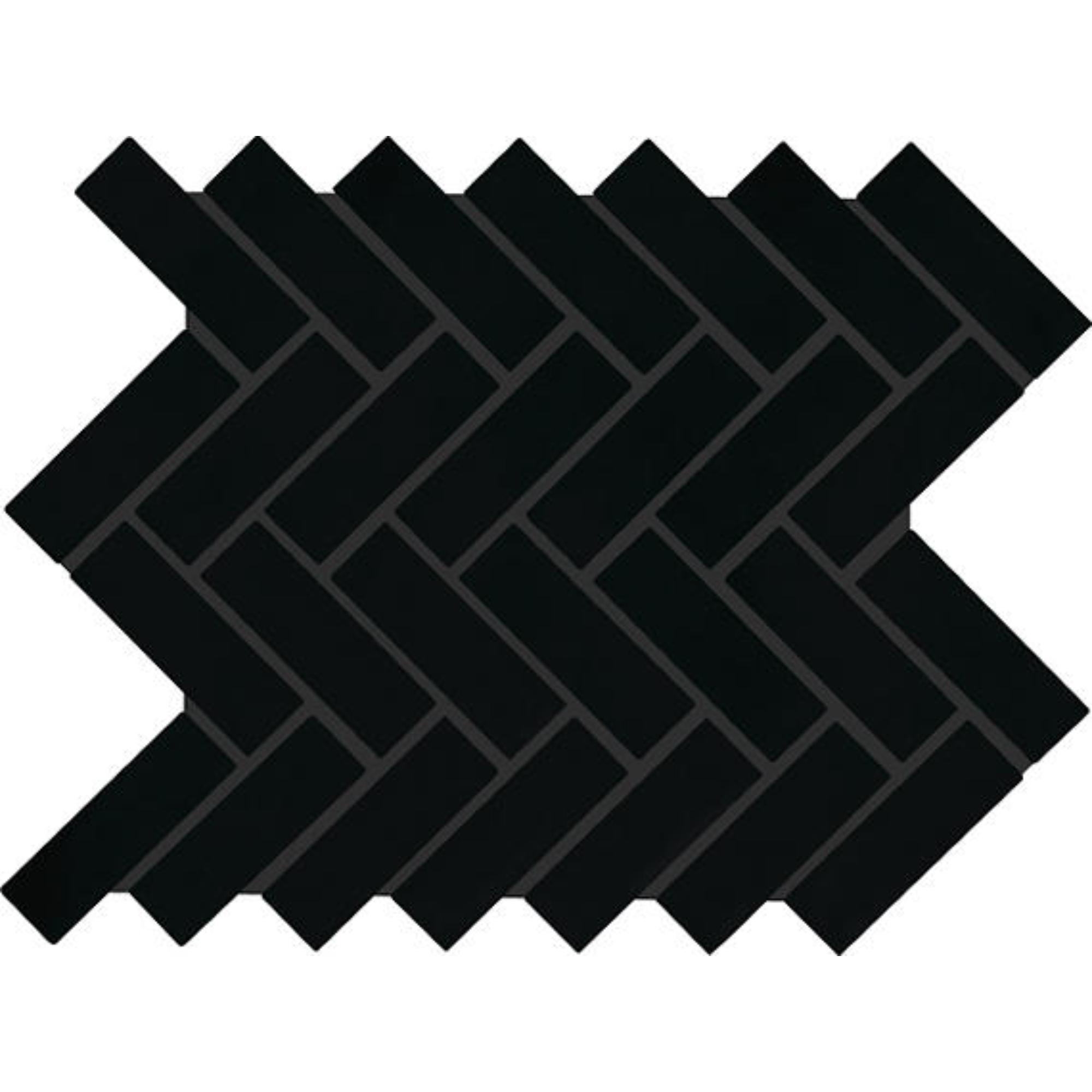 Color Wheel Black Herringbone 1X3 Matte Mosaic Tile