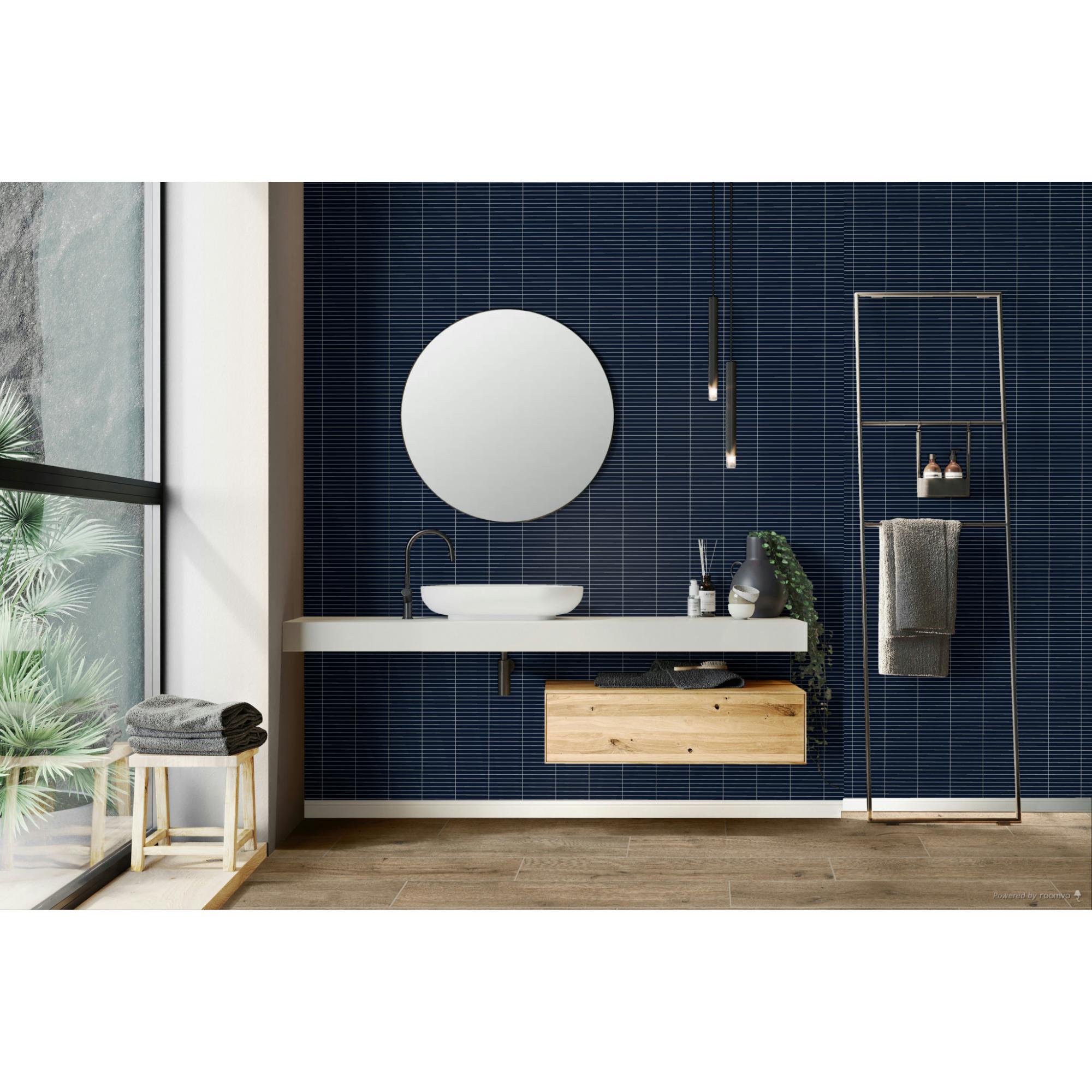 Color Wheel Navy 1X6 Straight Joint Glossy Mosaic Tile