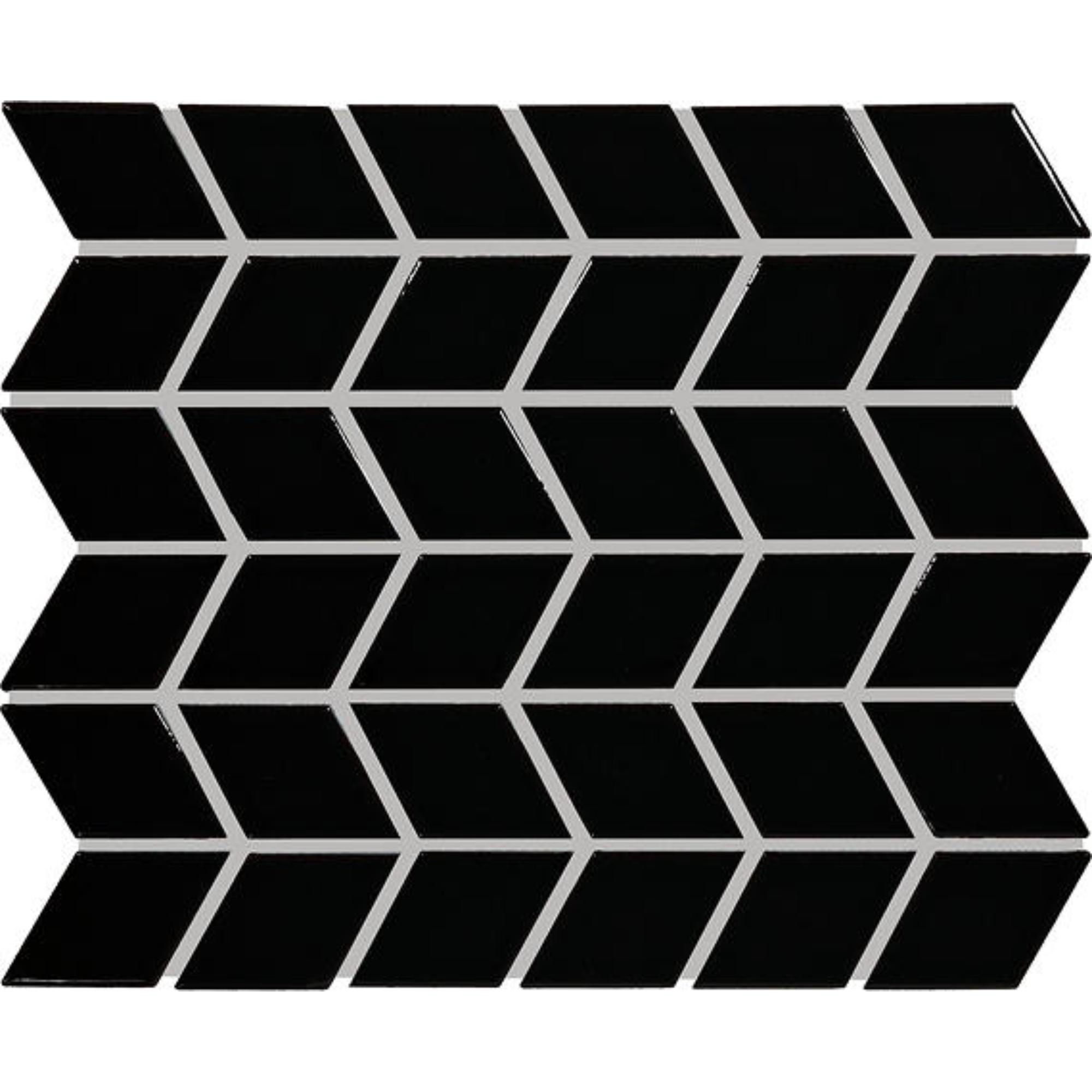 Color Wheel Retro Black Chevron 2X3 Glossy Mosaic Tile 