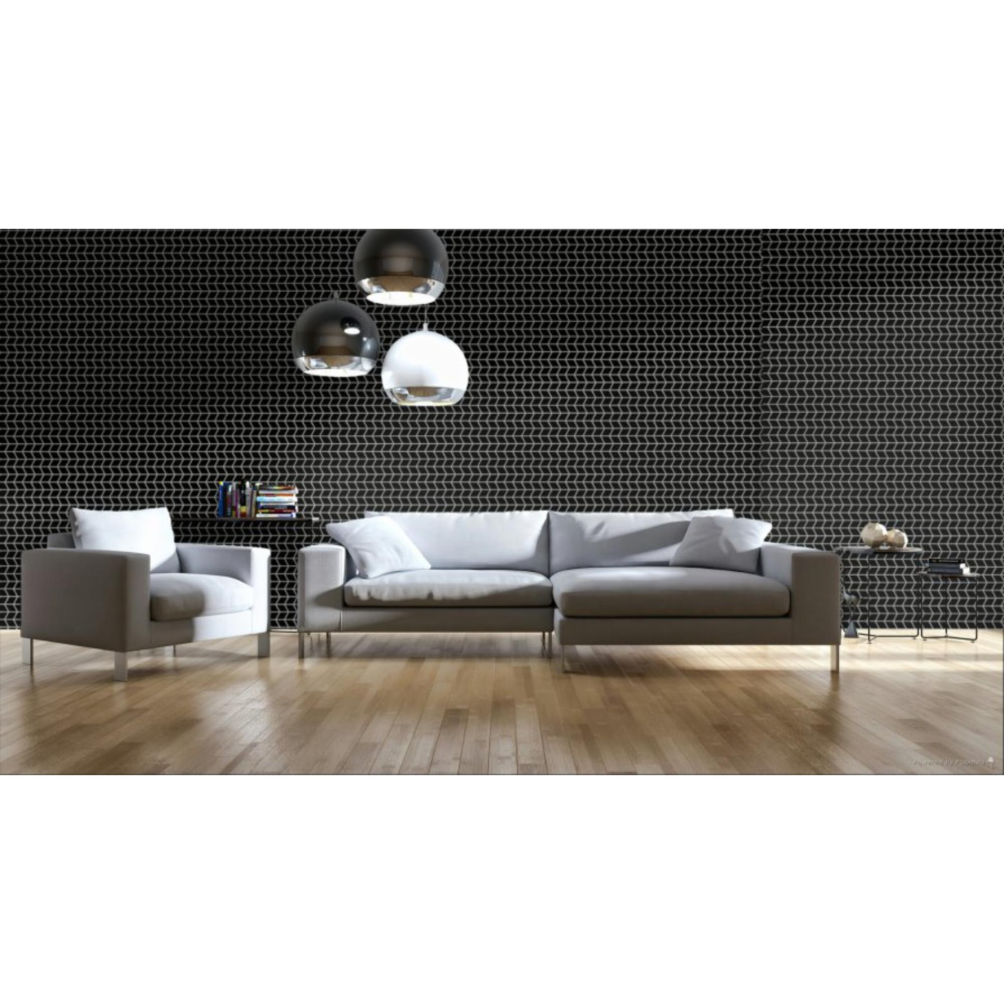 Color Wheel Retro Black Chevron 2X3 Glossy Mosaic Tile 
