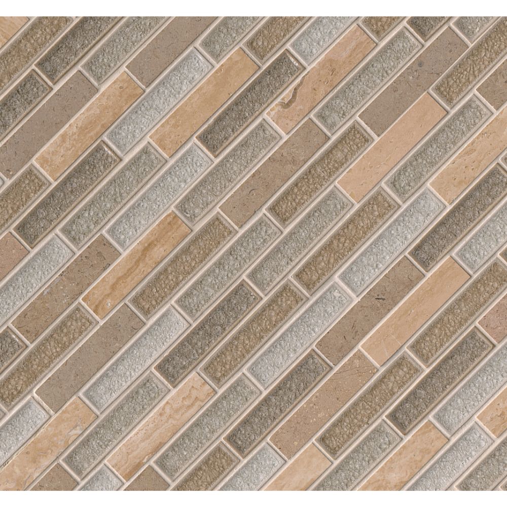 Crystal Vista 1x4 Blend Glass Stone Mosaic