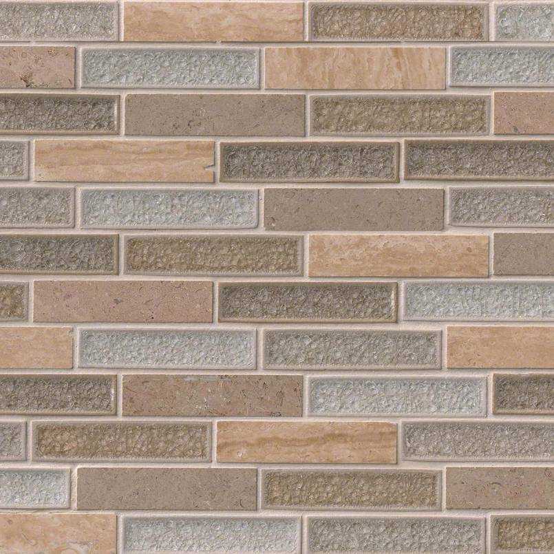 Crystal Vista 1x4 Blend Glass Stone Mosaic