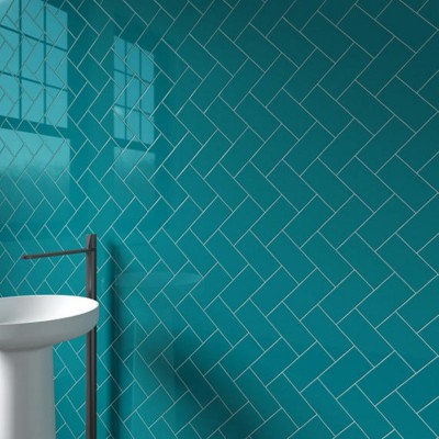Color Wheel Linear Ocean Blue 8X24 Glossy Wall Tile