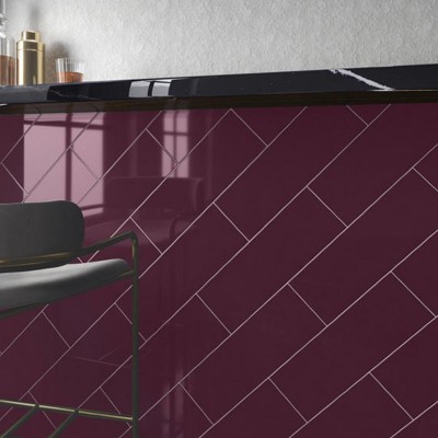 Color Wheel Linear Plum Crazy 6X18 Glossy Wall Tile