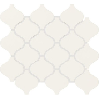 Color Wheel Retro Arctic White Arabesque 3X3 Matte Mosaic Tile 