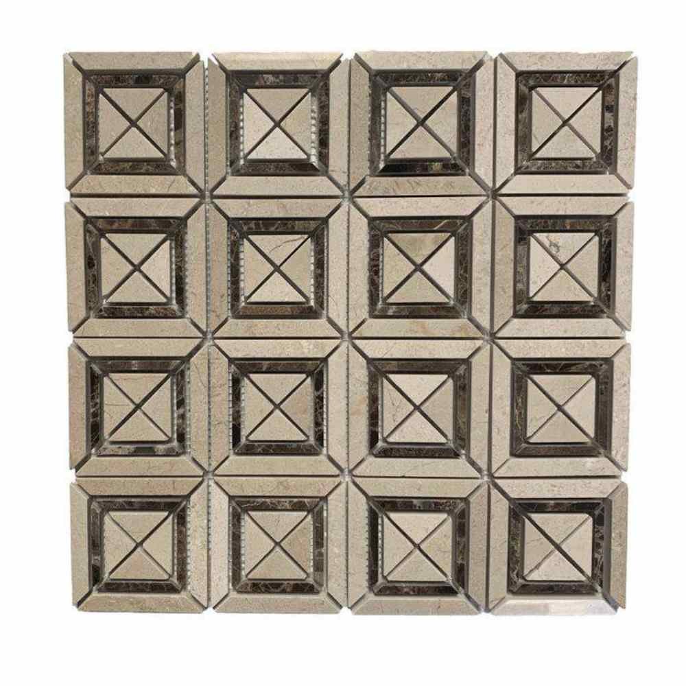 Crema Marfil 4X4 Square Polished Marble Mosaic Tile