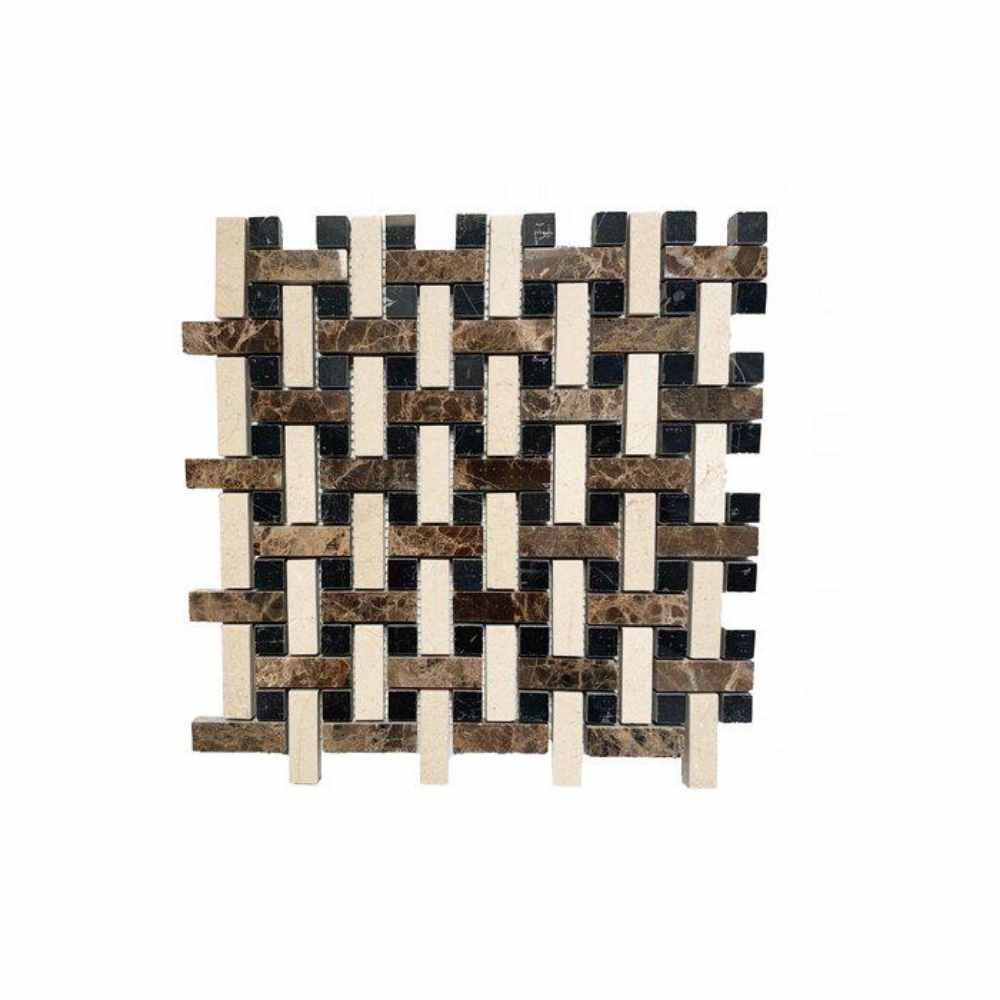 Emperador Dark Crema Marfil Nero Margiua Pinwheel Polished Marble Mosaic