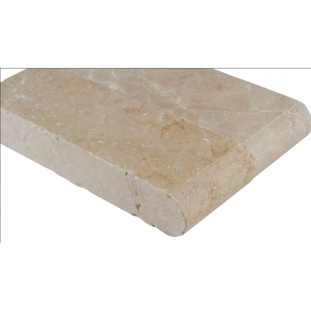Aegean Pearl 4x12 Tumbled One Short Side Bullnose Pool Coping