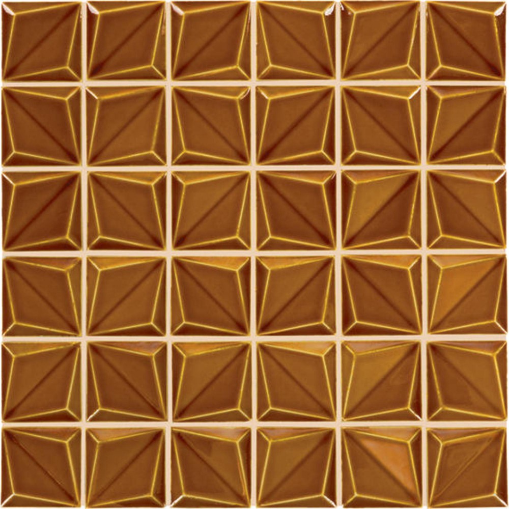 Artefino Vintage Amber Floret 12X12 Glossy Mosaic Tile