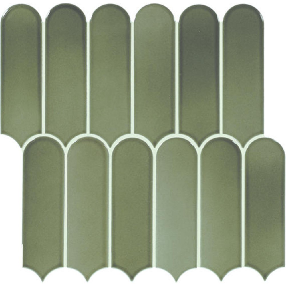 Artefino Vintage Verdelite Fish Scale 2X6 Glossy Mosaic Tile