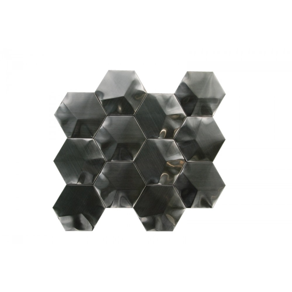 Stainless Steel 3D black Interlocking 3" Hexagon Mosaic