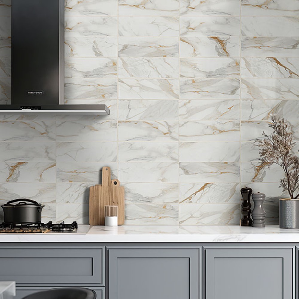 Calacatta Gold  4x12 Matte Porcelain Subway Tile