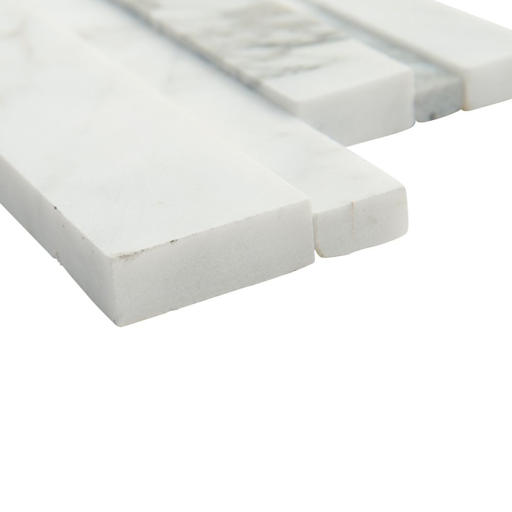 Calacatta Cressa 6x12x6 3D Honed Corner Ledger Panel 