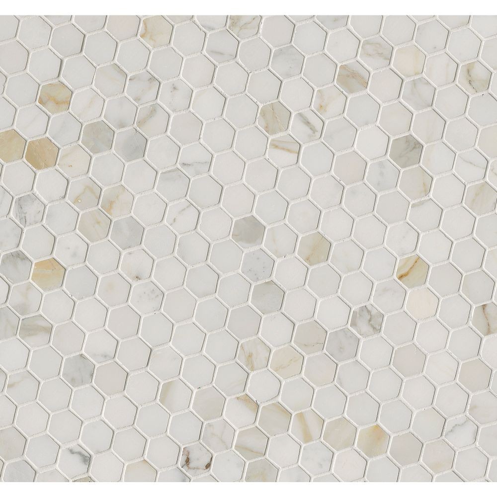 Calacatta Gold Hexagon 1x1 Polished Marble Mosaic