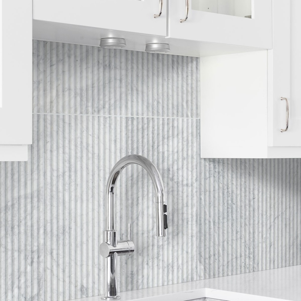 Carrara White Milano Ribbo 12x24 Honed Fluted Marble Wall Tile