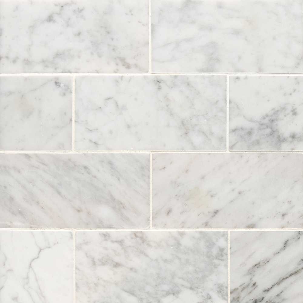Carrara White 3x6 Honed Subway Marble Tile