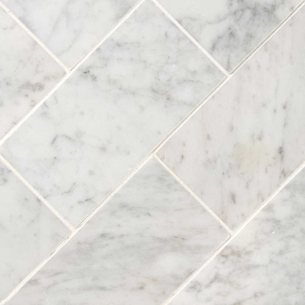 Carrara White 3x6 Honed Subway Marble Tile