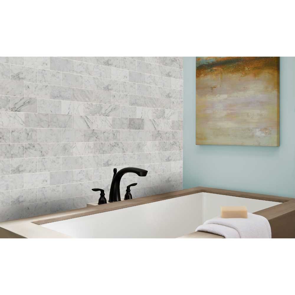 Carrara White 3x6 Honed Subway Marble Tile