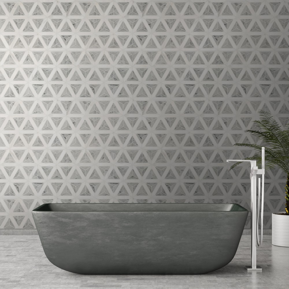 Carrara White Faceted 9X12 Polished Marble Mosaic Tile-5