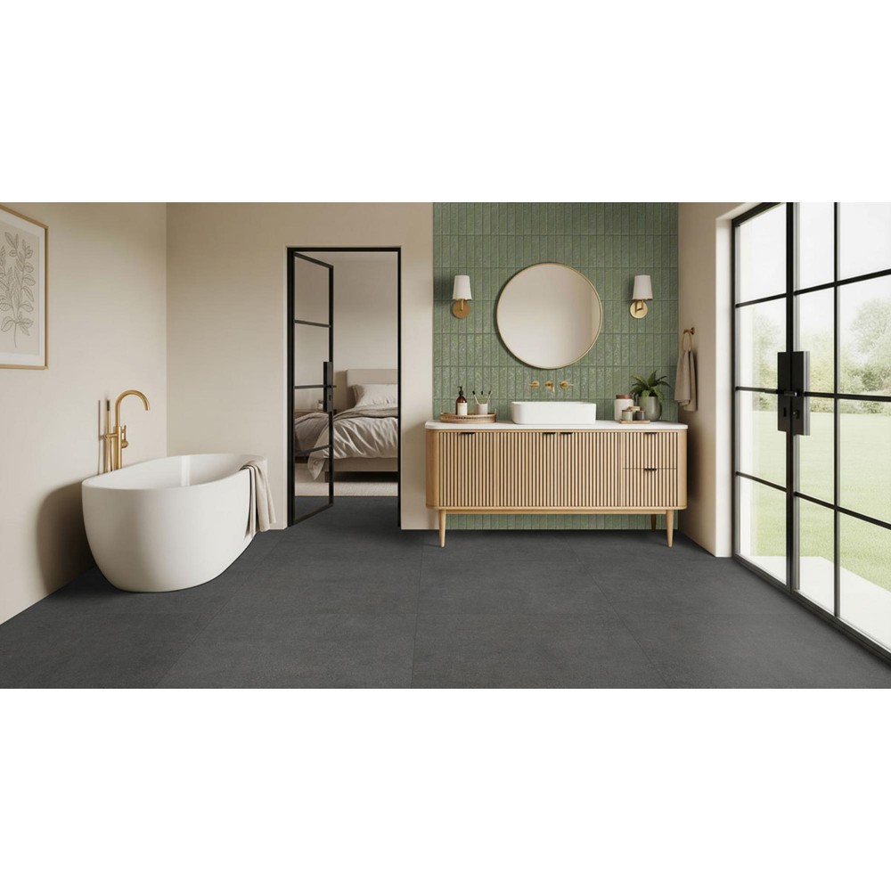 Cementique Graphite 24x48 Matte Porcelain Floor and Wall Tile