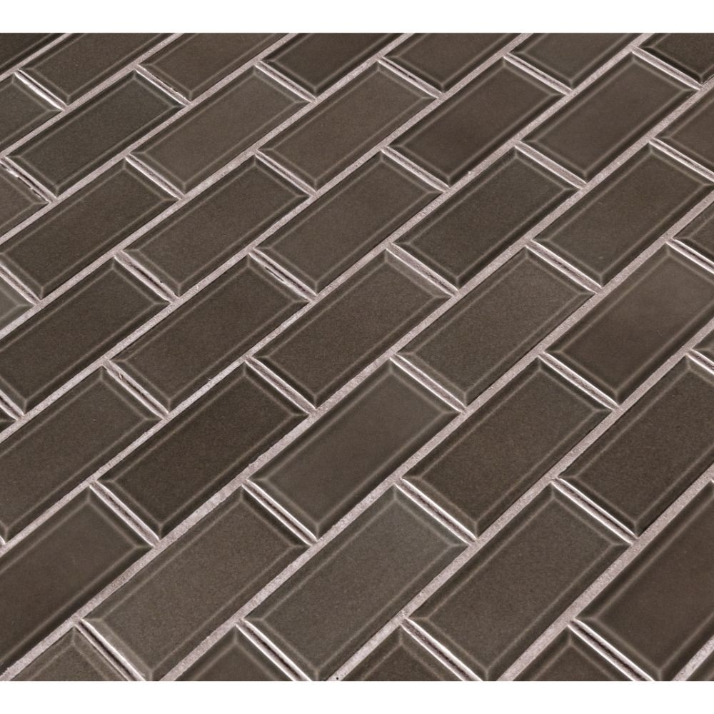Charcoal 2x4 Bevel Glossy Subway Ceramic Tile