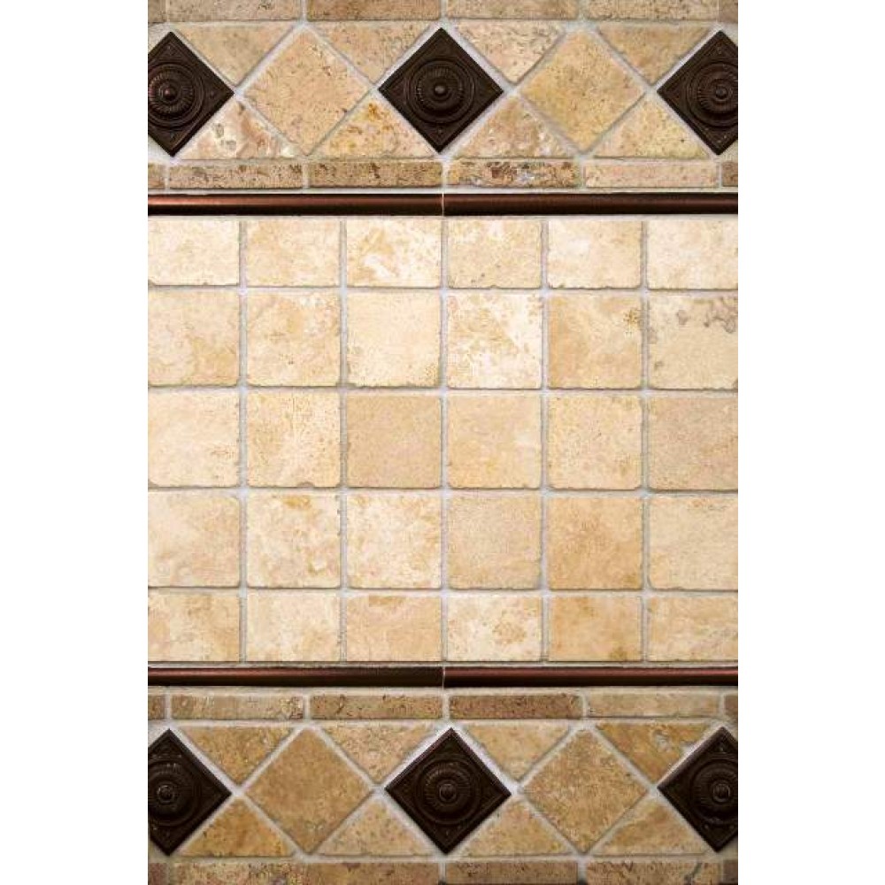 Chiaro Brick 12X12 Tumbled Travertine Mesh-Mounted Mosaic Tile