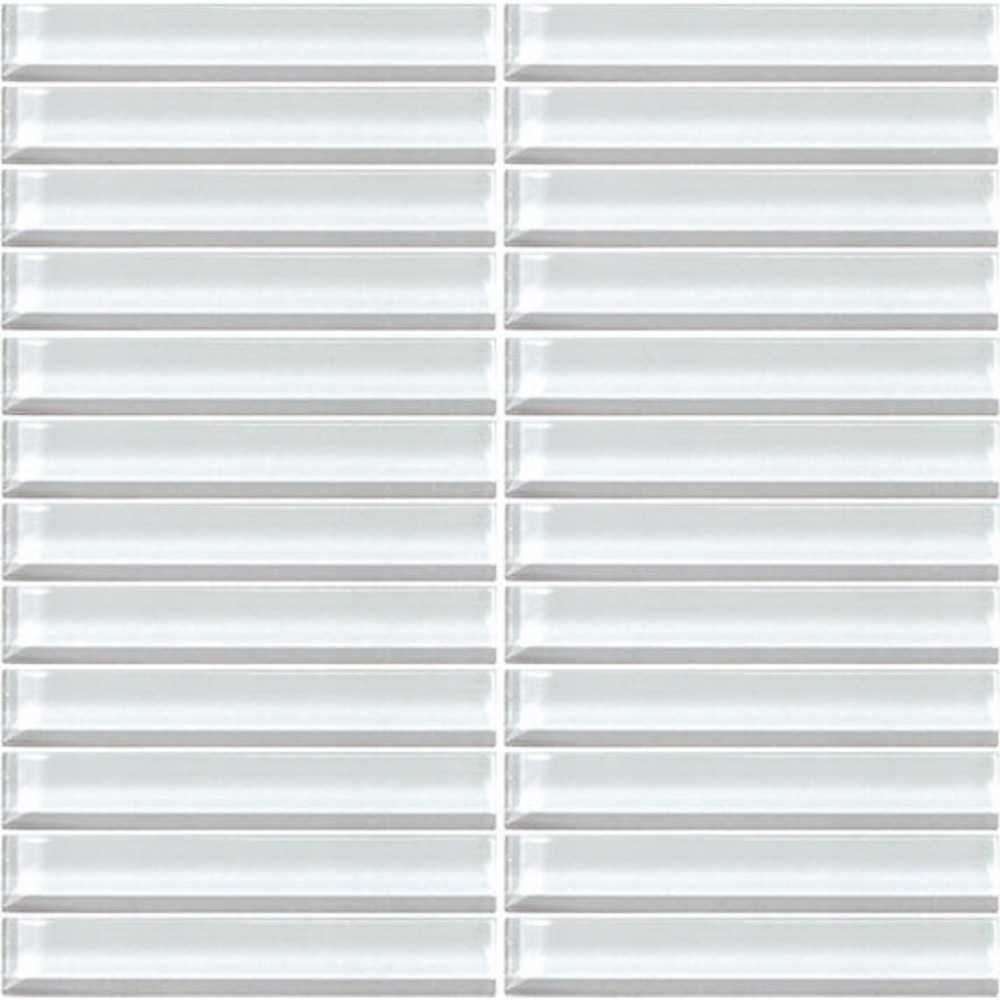 Color Wave Feather White 1X6 Glass Mosaic Tile