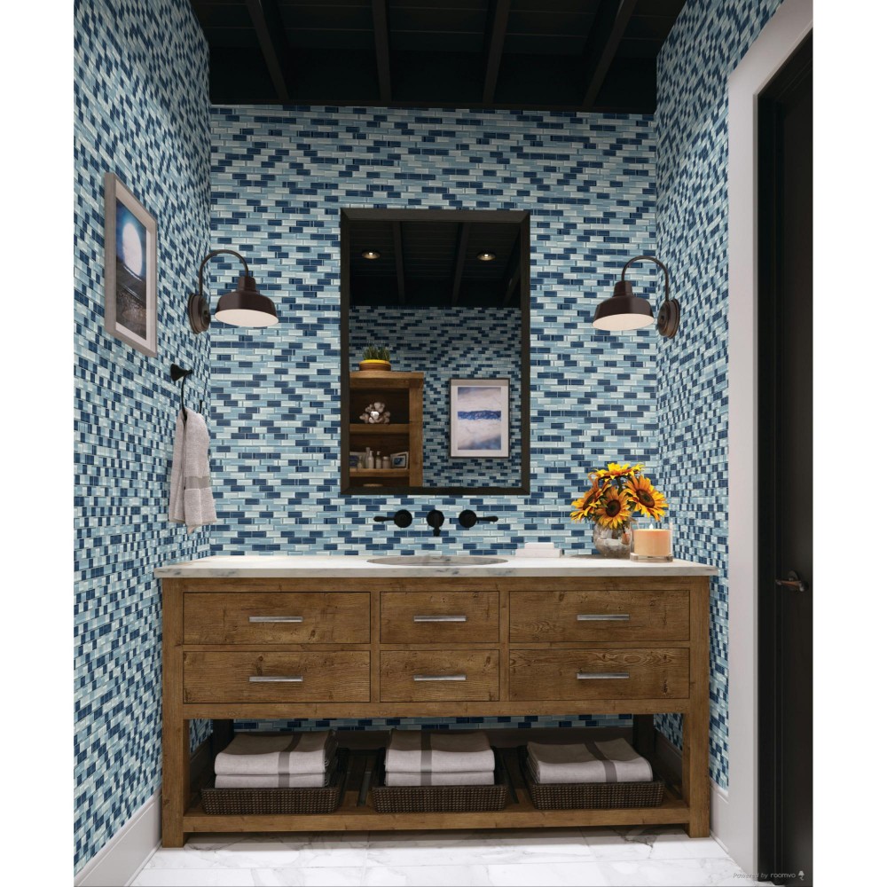Color Wave Winter Blues 2X1 Brick Joint Mosaic Tile