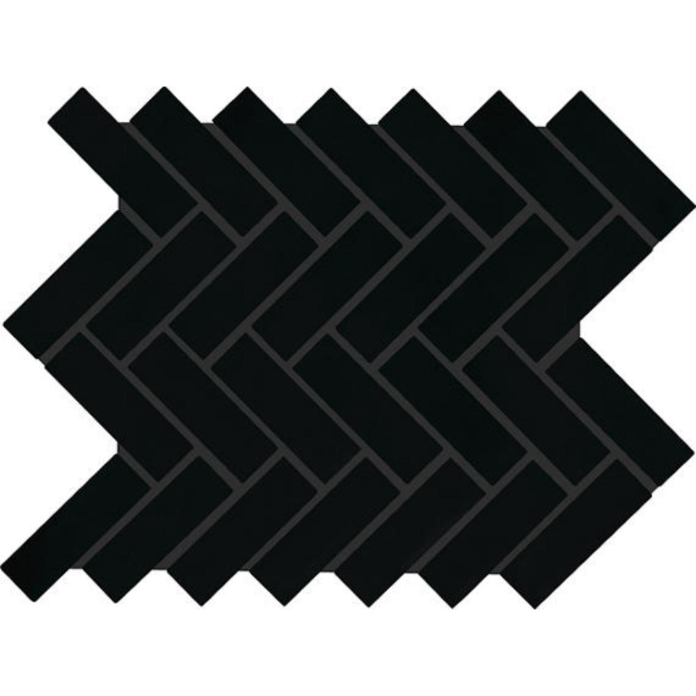 Color Wheel Black Herringbone 1X3 Matte Mosaic Tile