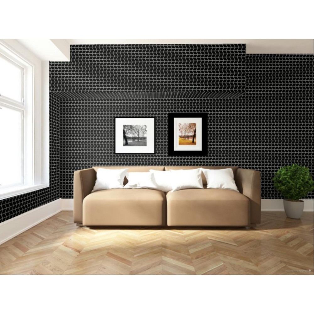 Color Wheel Retro Black Chevron 2X3 Glossy Mosaic Tile 