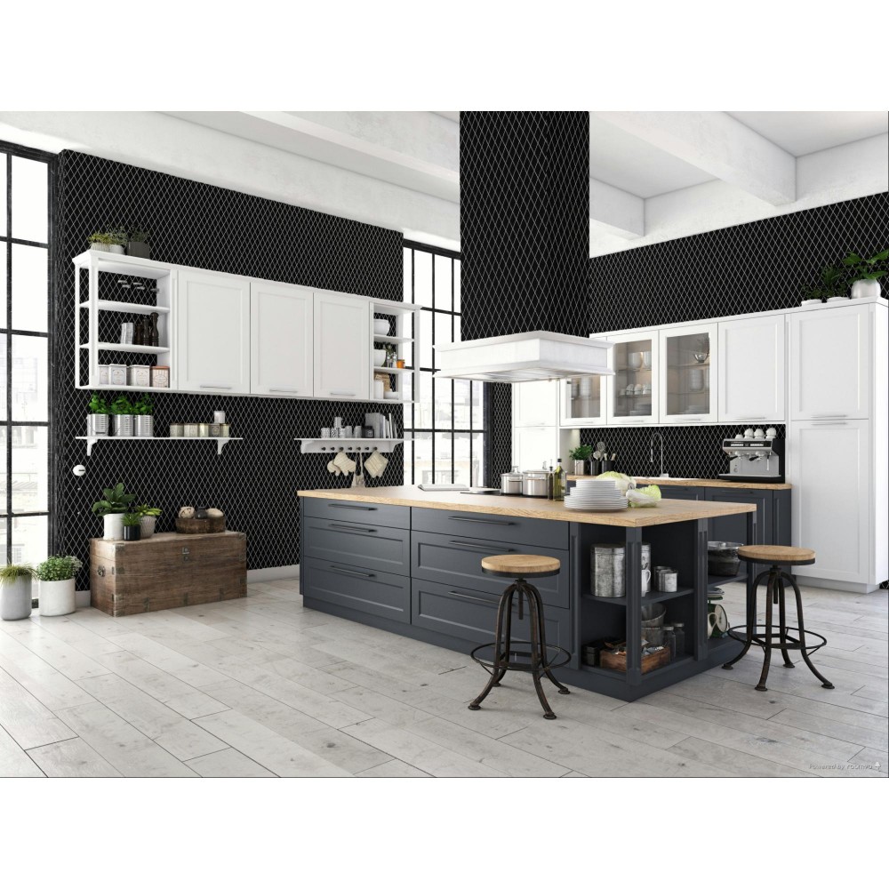 Color Wheel Retro Black Harlequin 2X3 Matte Mosaic Tile 