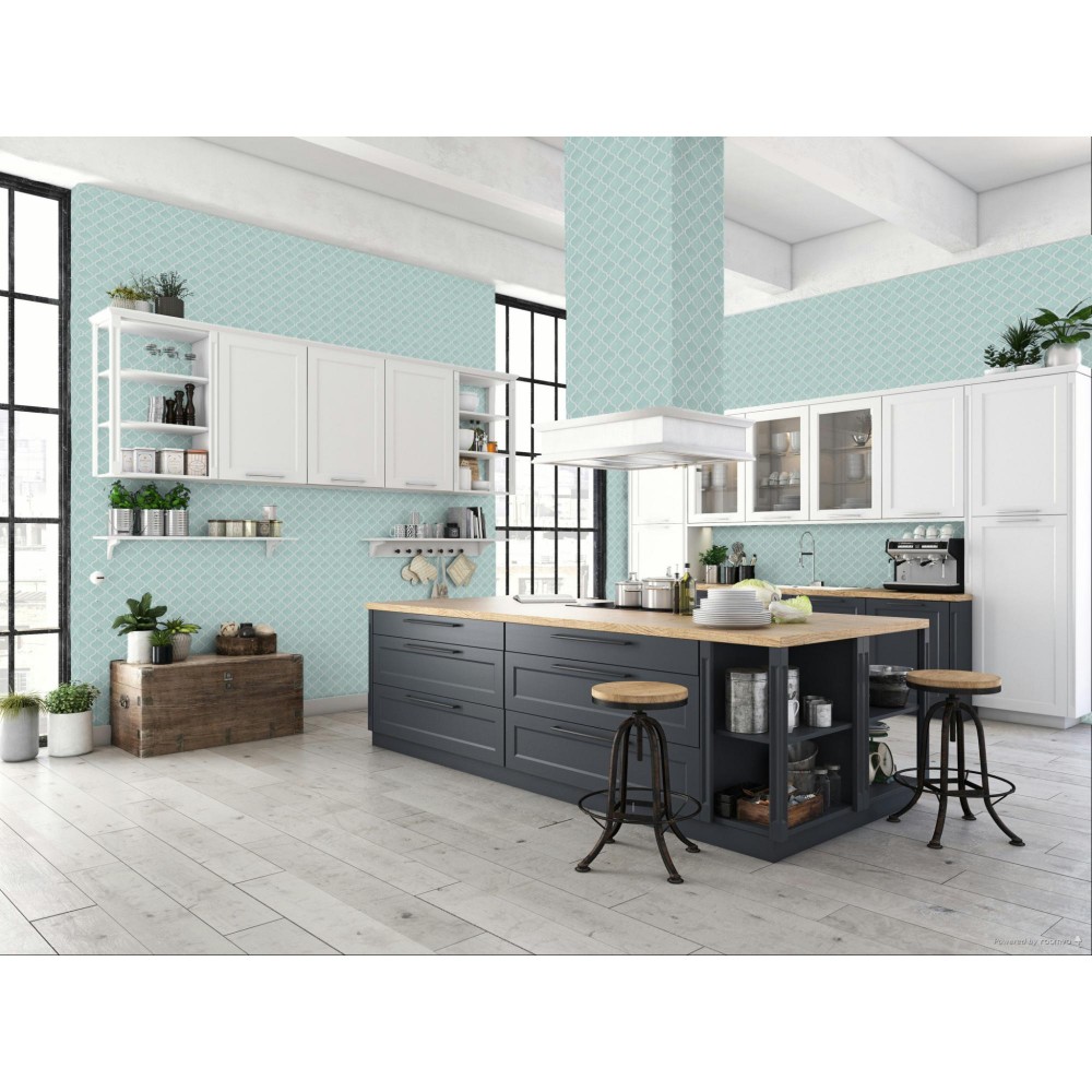 Color Wheel Retro Spa Arabesque 3X3 Glossy Mosaic Tile 