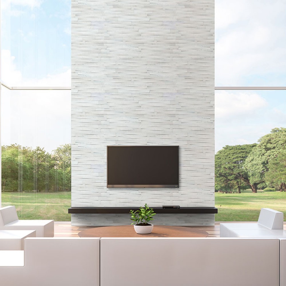 Cosmic White 6X12X6 3D Wave Split Face Corner Ledger Panel