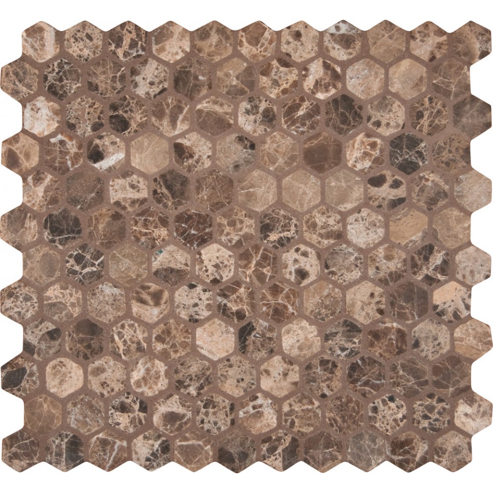 Emperador Dark hexagon 12X12 Tumbled