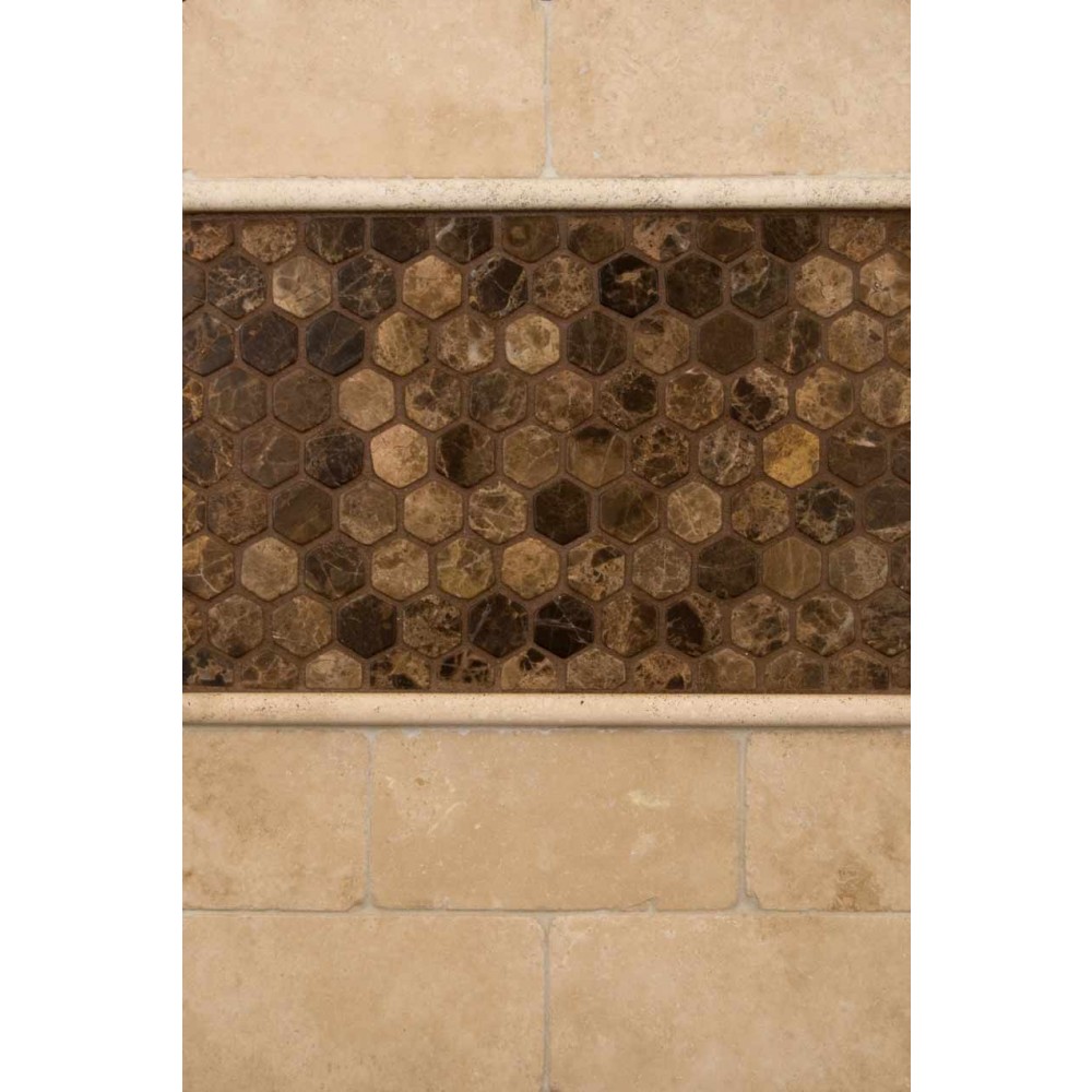 Emperador Dark hexagon 12X12 Tumbled